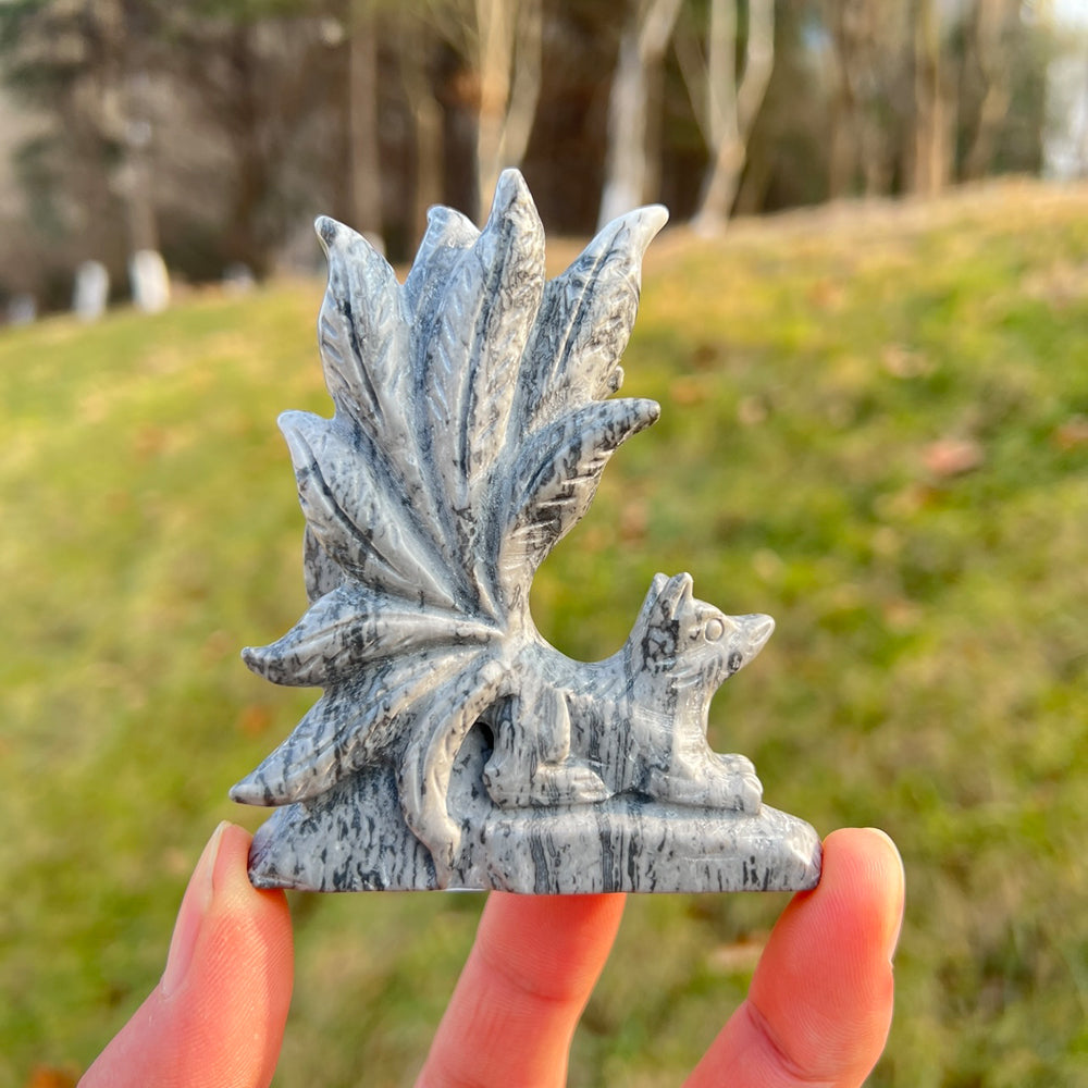 Unique,Natural Crystal Carving Nine-Tailed Fox