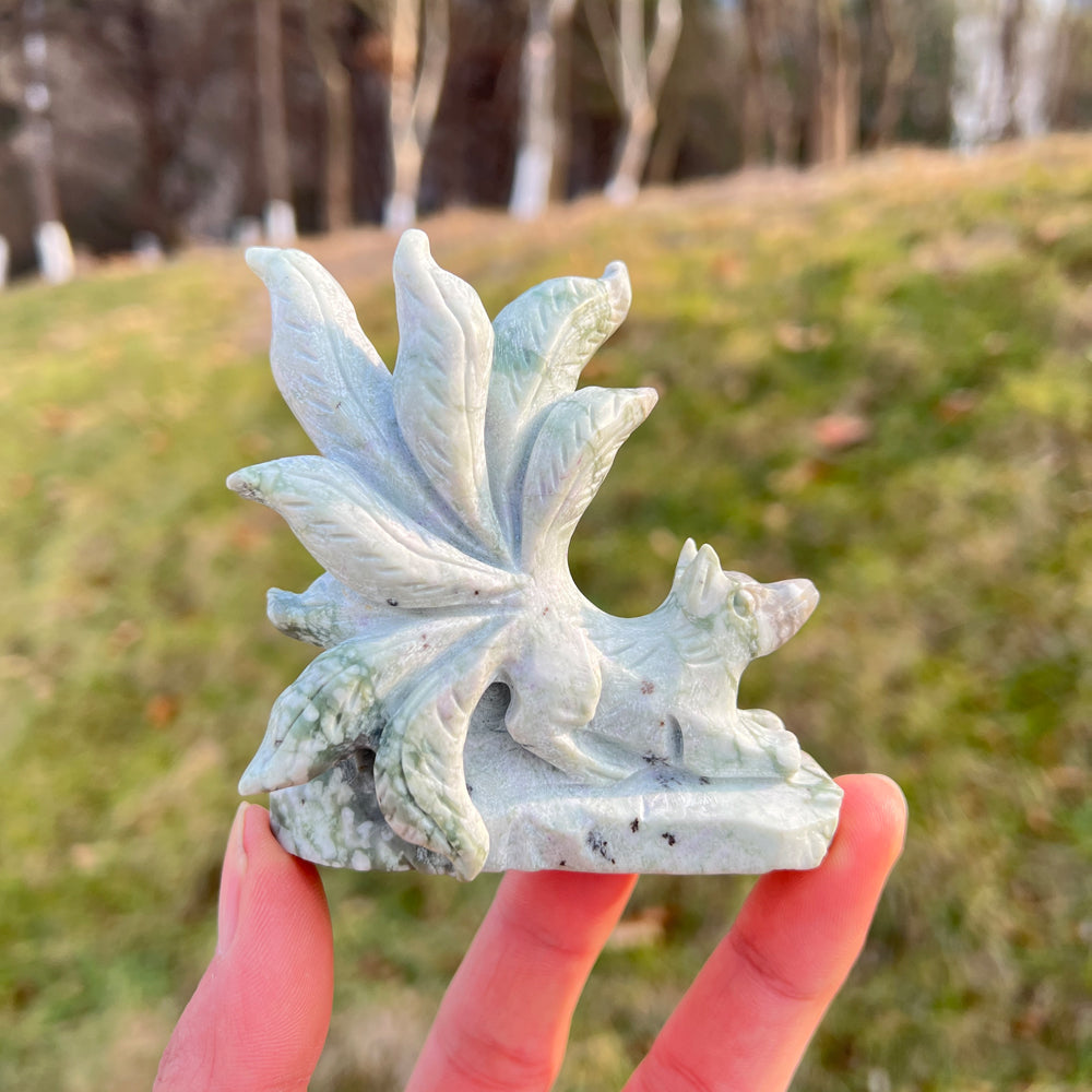 Unique,Natural Crystal Carving Nine-Tailed Fox