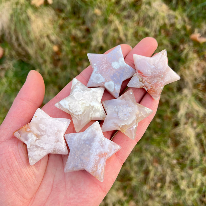 Natural Crystal Carving Flower Agate Star