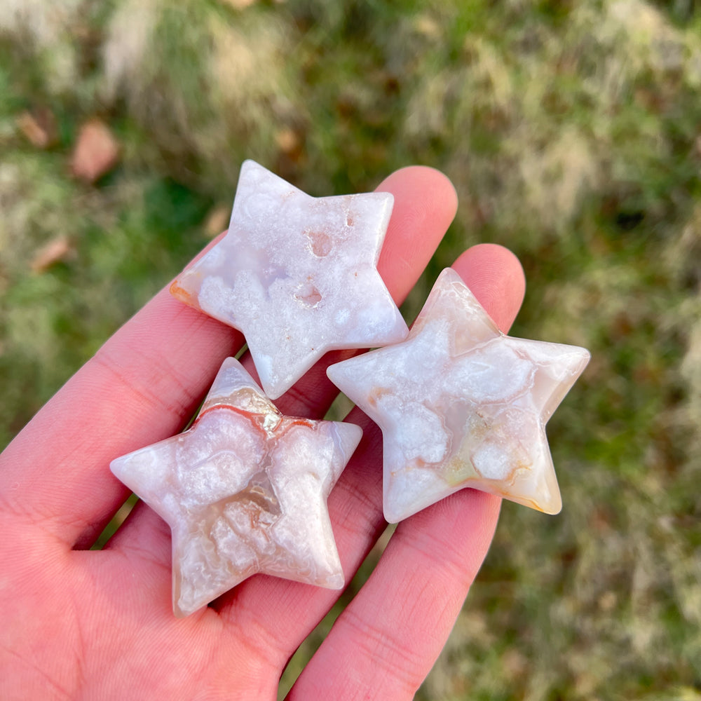 Natural Crystal Carving Flower Agate Star