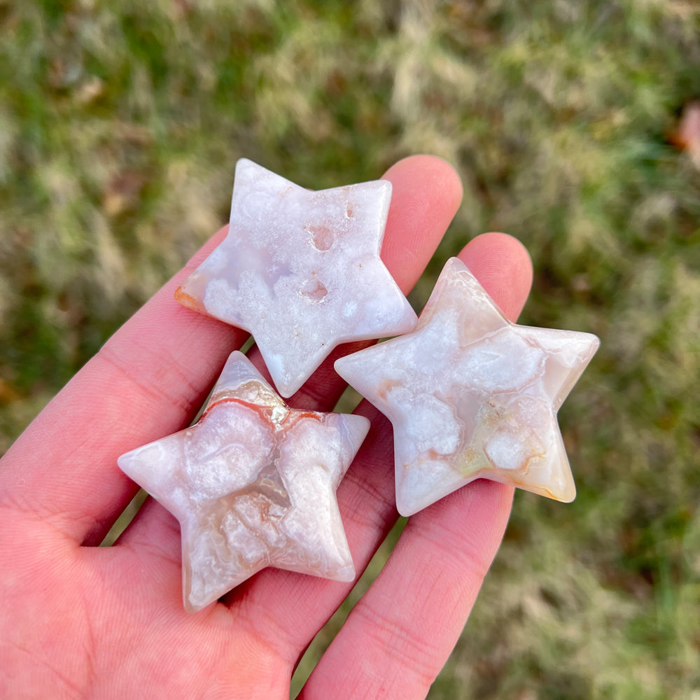 Natural Crystal Carving Flower Agate Star