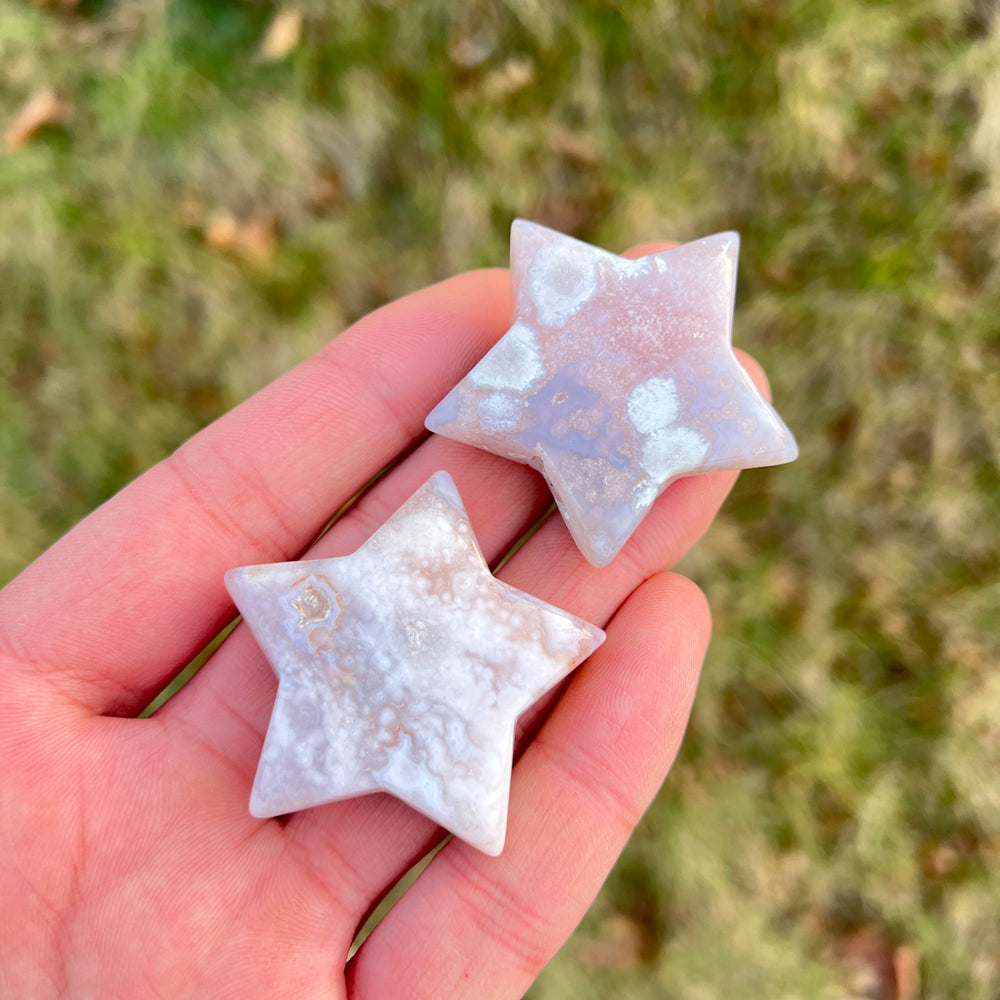 Natural Crystal Carving Flower Agate Star