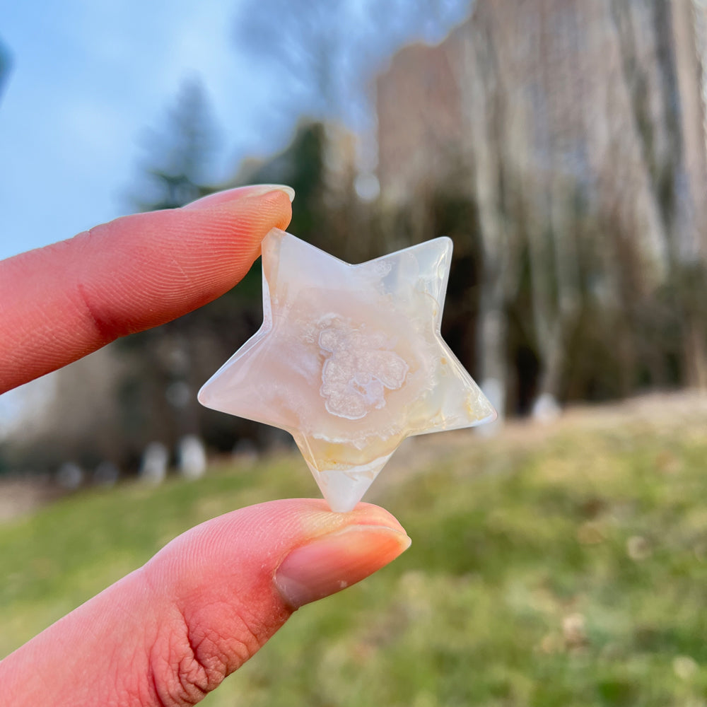 Natural Crystal Carving Flower Agate Star