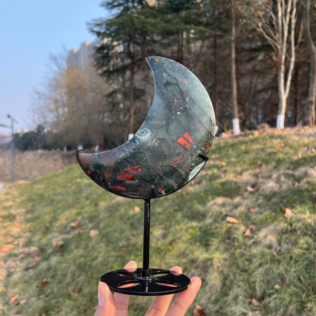 Unique,Natural Crystal African Bloodstone Moon