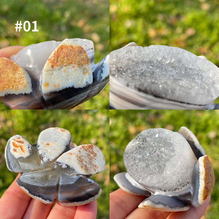 Unique,Natural Crystal Agate Geode Lotus