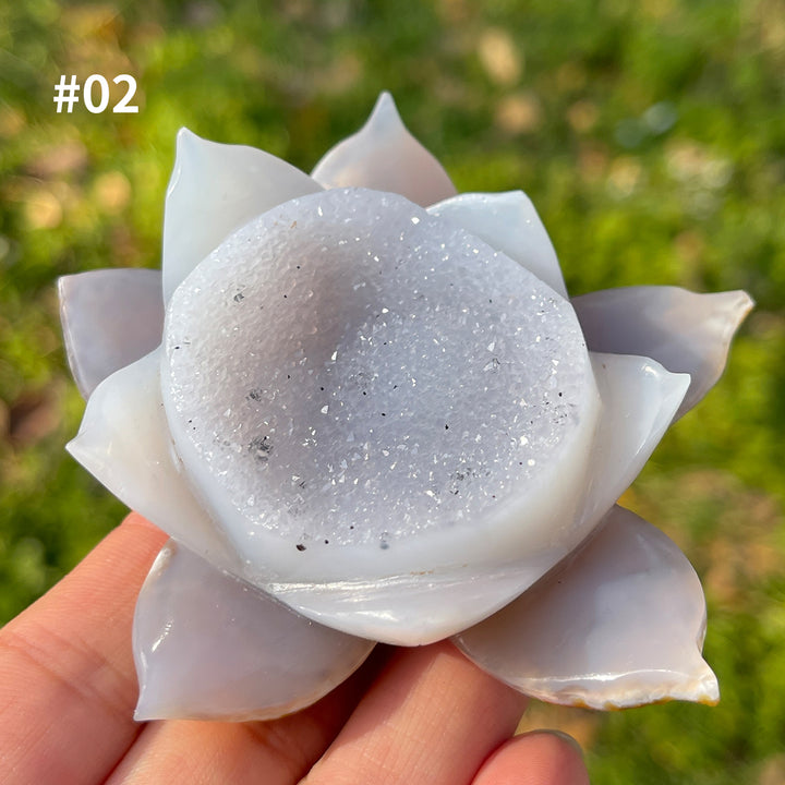 Unique,Natural Crystal Agate Geode Lotus