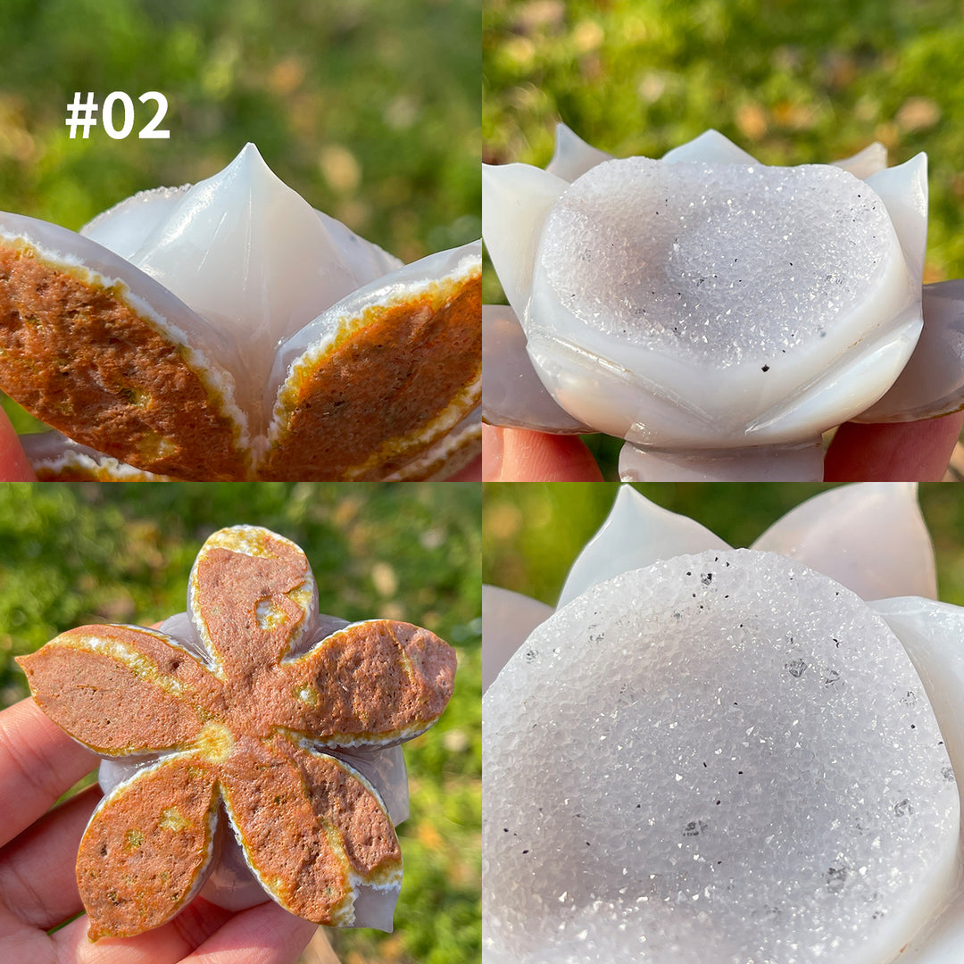Unique,Natural Crystal Agate Geode Lotus