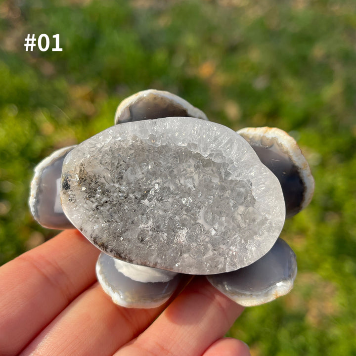 Unique,Natural Crystal Agate Geode Lotus