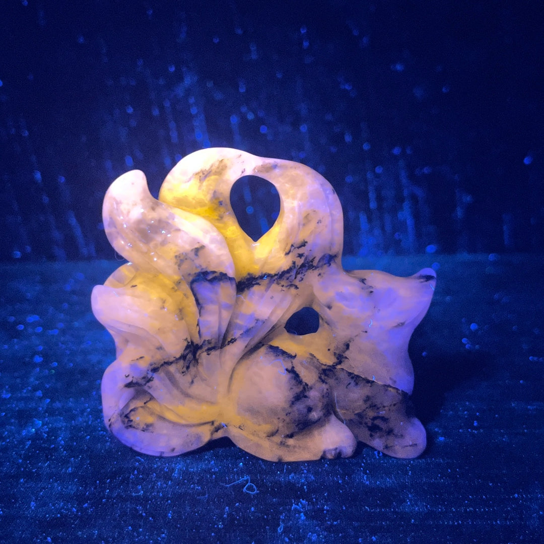 Natural Crystal Nine-Tailed Fox with Heart