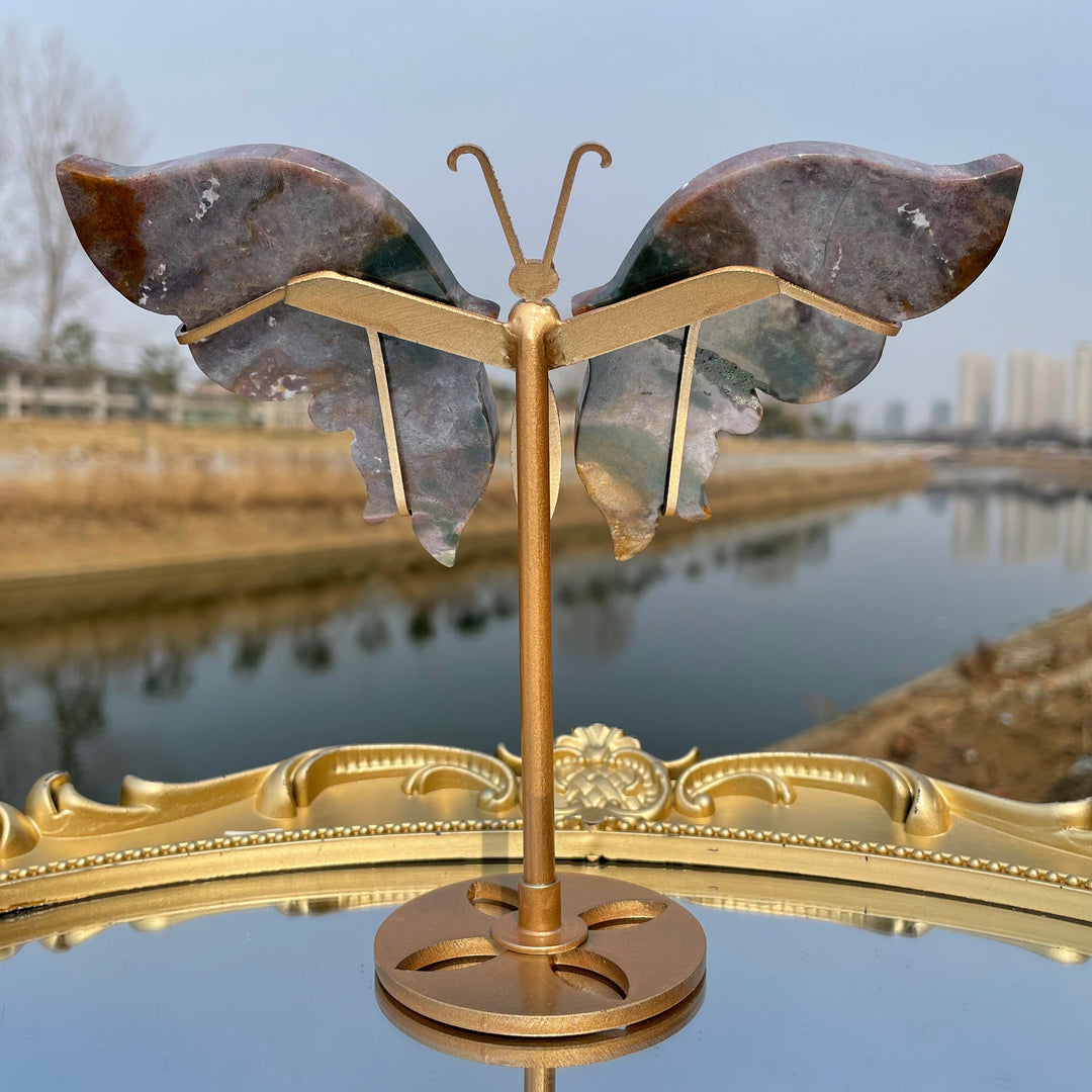 Unique,Natural Crystal Ocean Jasper Butterfly Wings