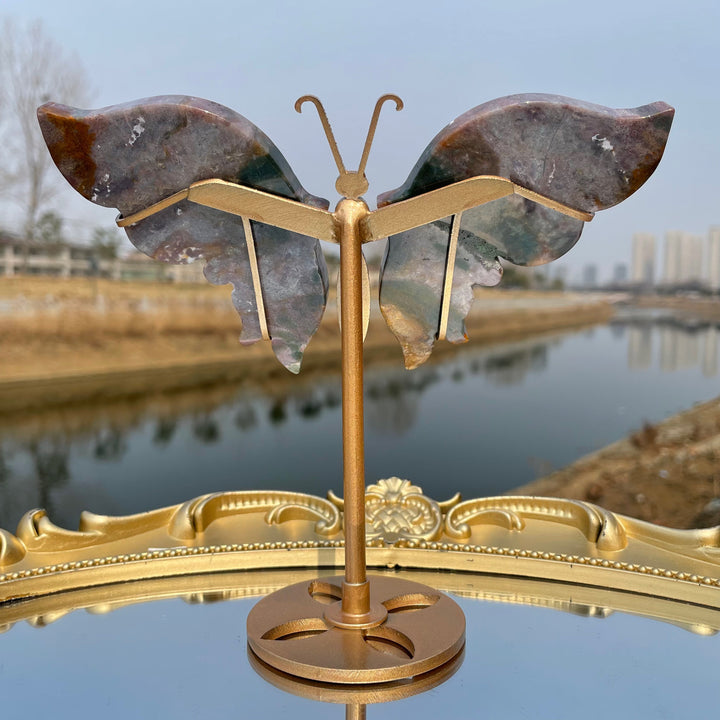 Unique,Natural Crystal Ocean Jasper Butterfly Wings