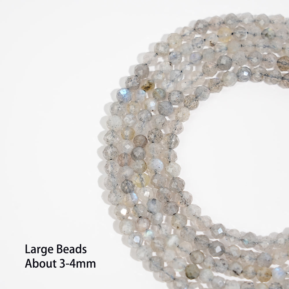 Natural Crystal Round Faceted Bead Strand