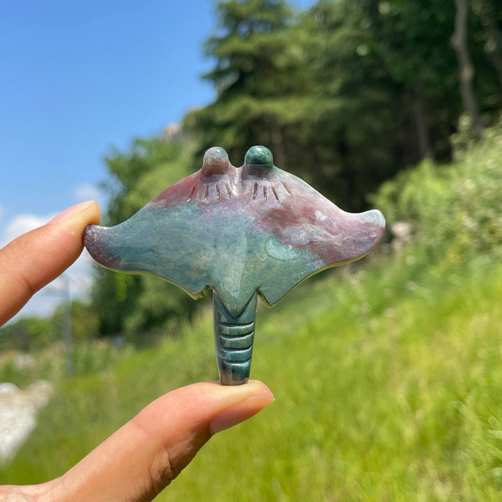 Natural Crystal Manta Ray Carving
