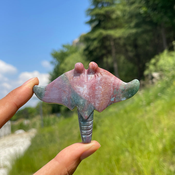 Natural Crystal Manta Ray Carving