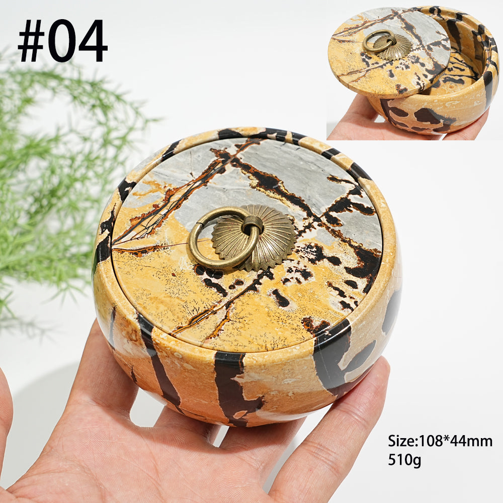 Unique,Natural Artisan Picture Jasper Trinket Box