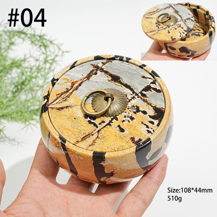 Unique,Natural Artisan Picture Jasper Trinket Box
