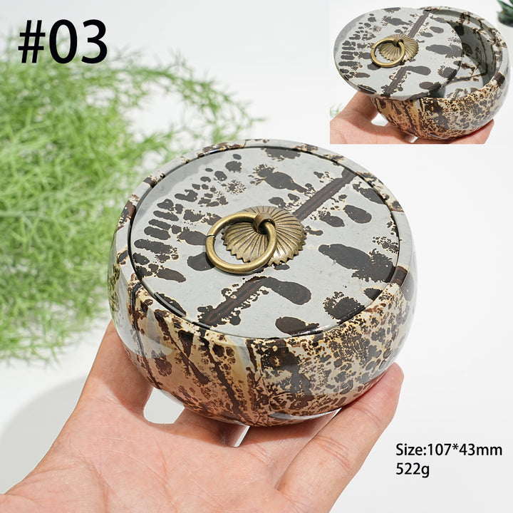 Unique,Natural Artisan Picture Jasper Trinket Box