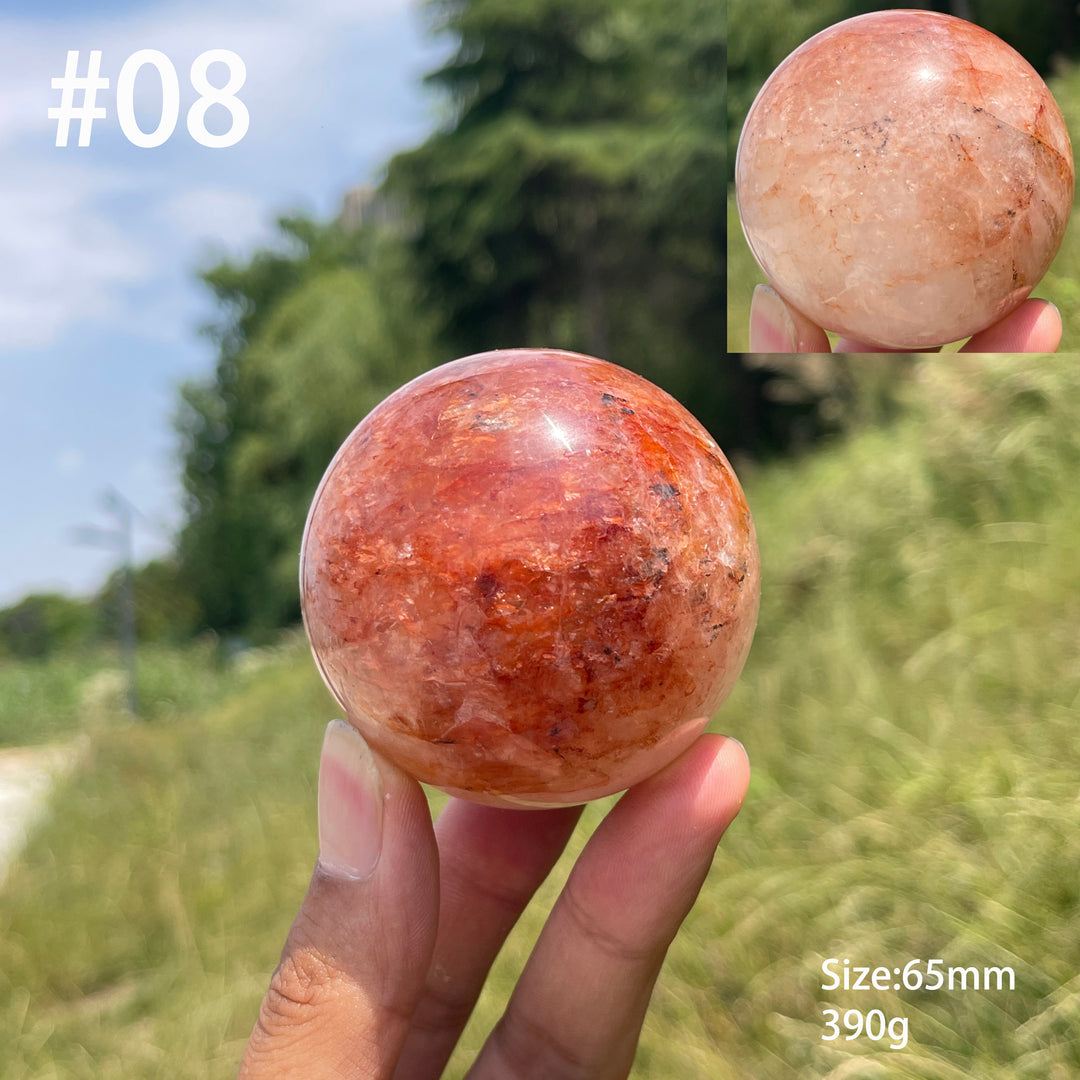 Unique,Natural Warm Fire Quartz Crystal Sphere