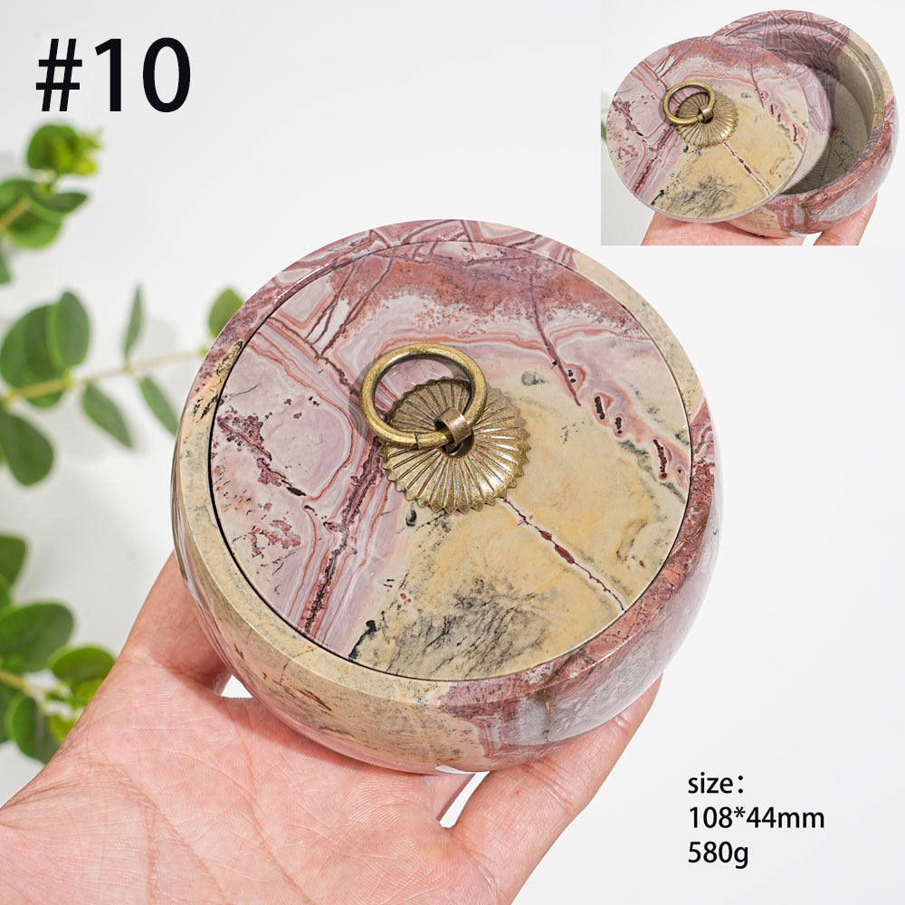 Unique,Natural Artisan Picture Jasper Trinket Box