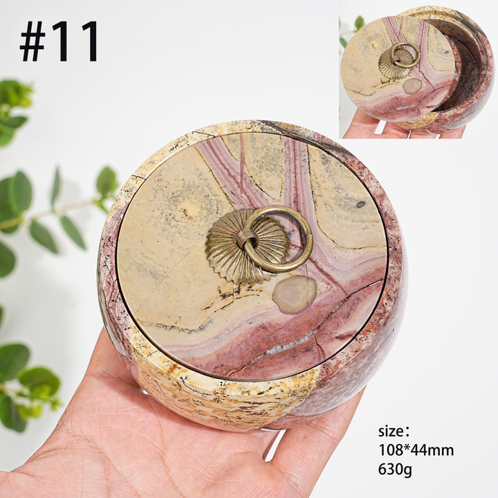 Unique,Natural Artisan Picture Jasper Trinket Box