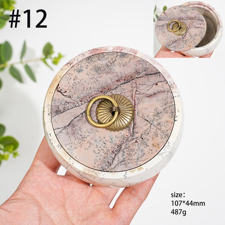 Unique,Natural Artisan Picture Jasper Trinket Box
