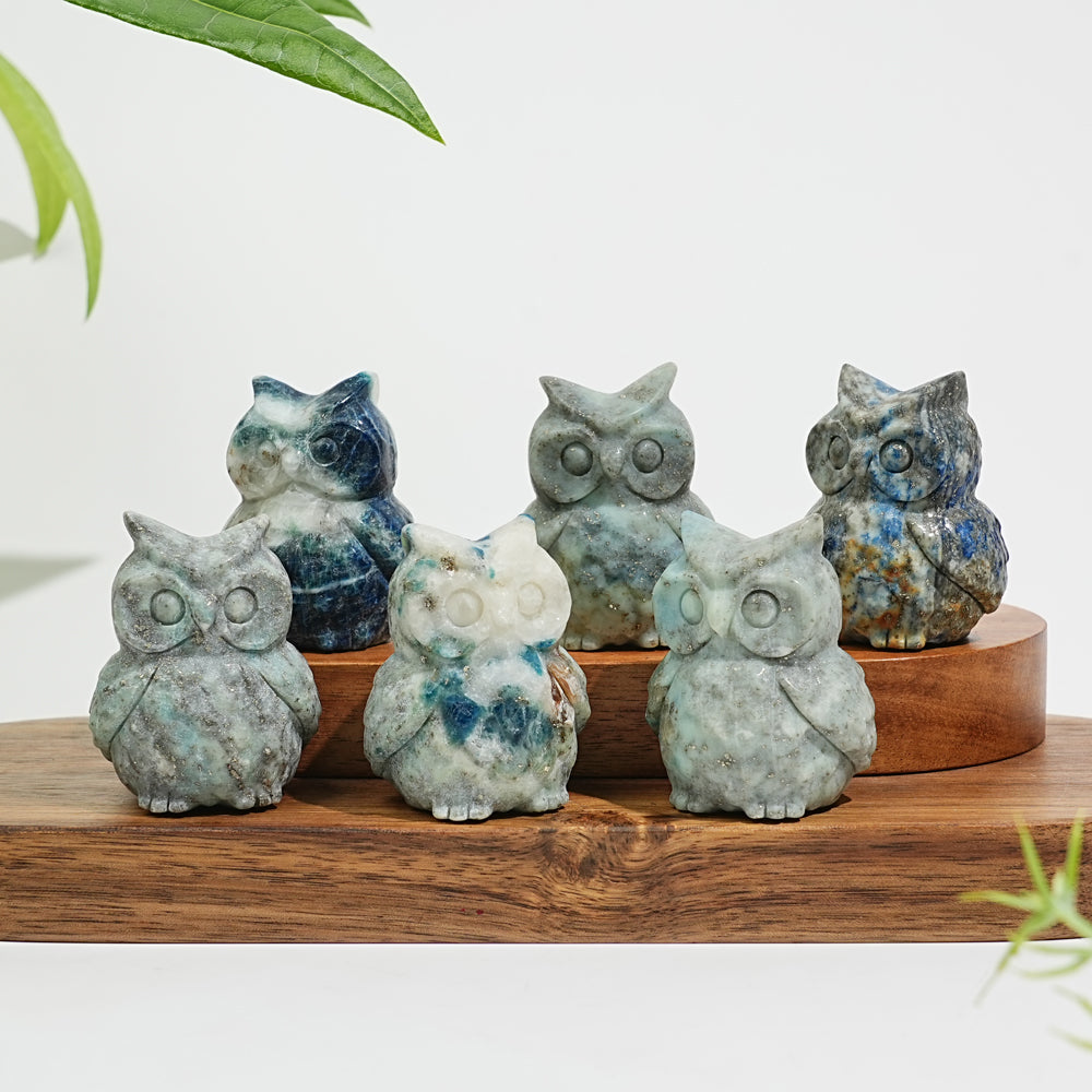 Natural Green And Blue Sodalite With Pyrite Owl