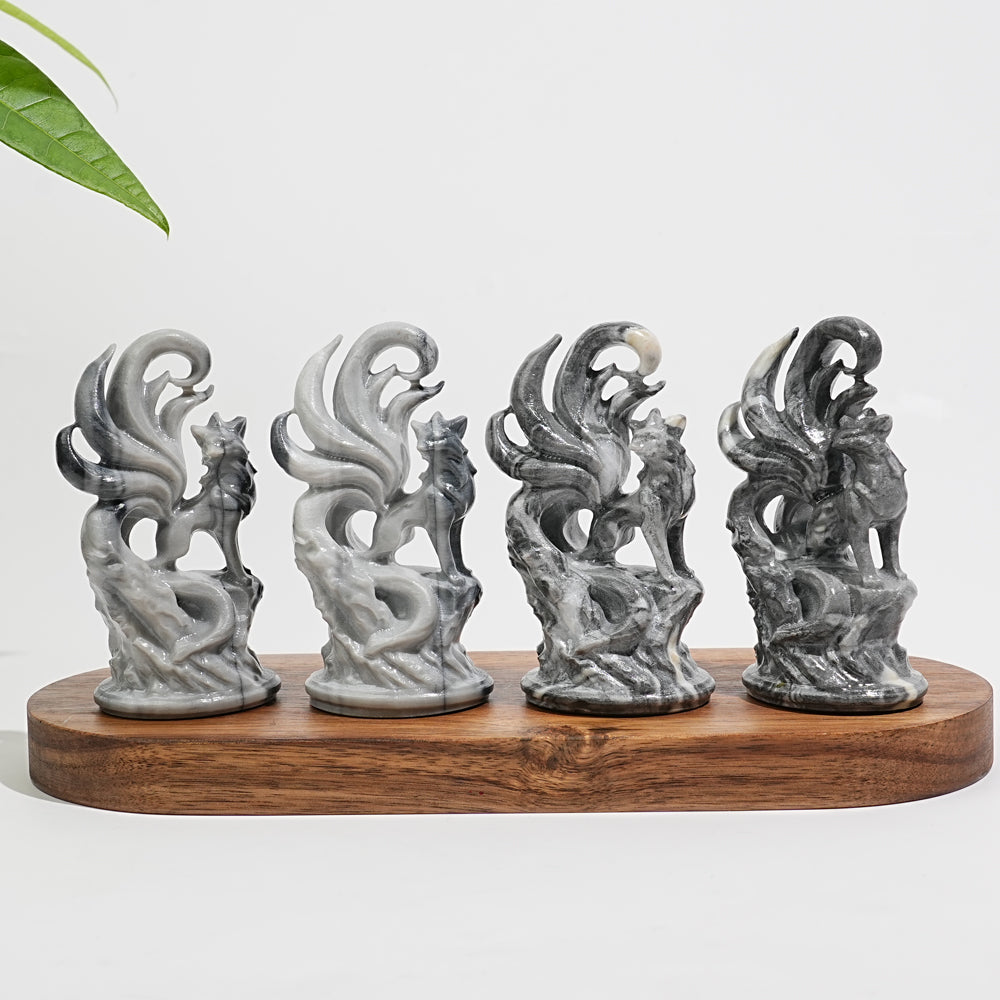 Natural Nine-Tailed Fox Crystal Carving