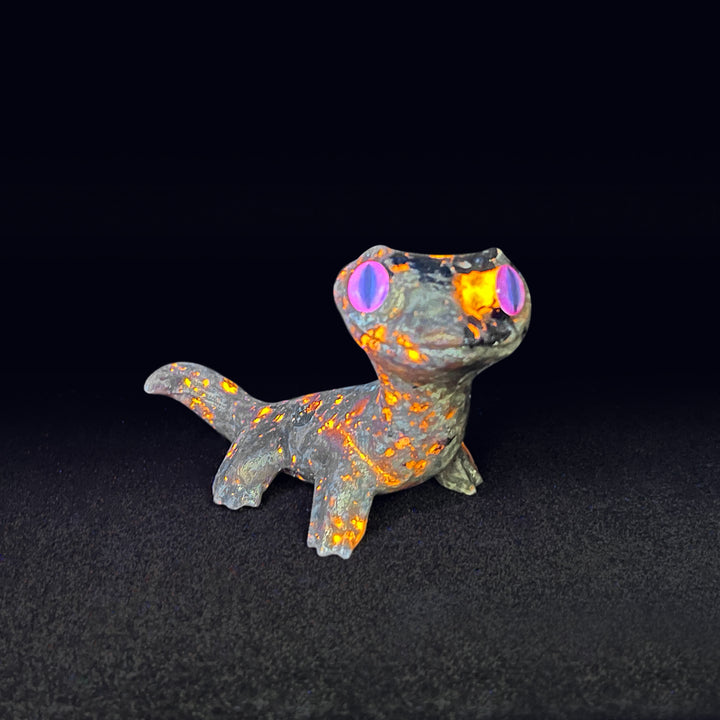 Tallado de Lagarto de Ojos Grandes de Cristal Natural
