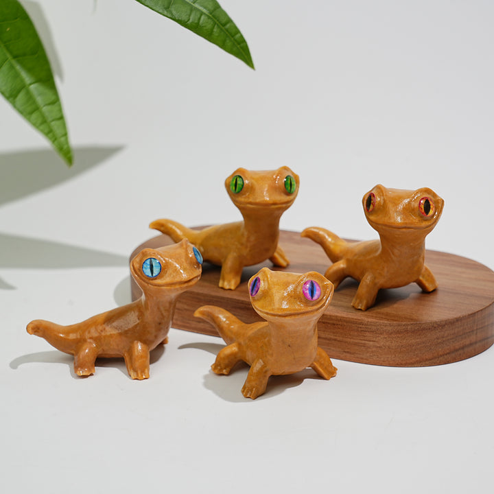 Tallado de Lagarto de Ojos Grandes de Cristal Natural