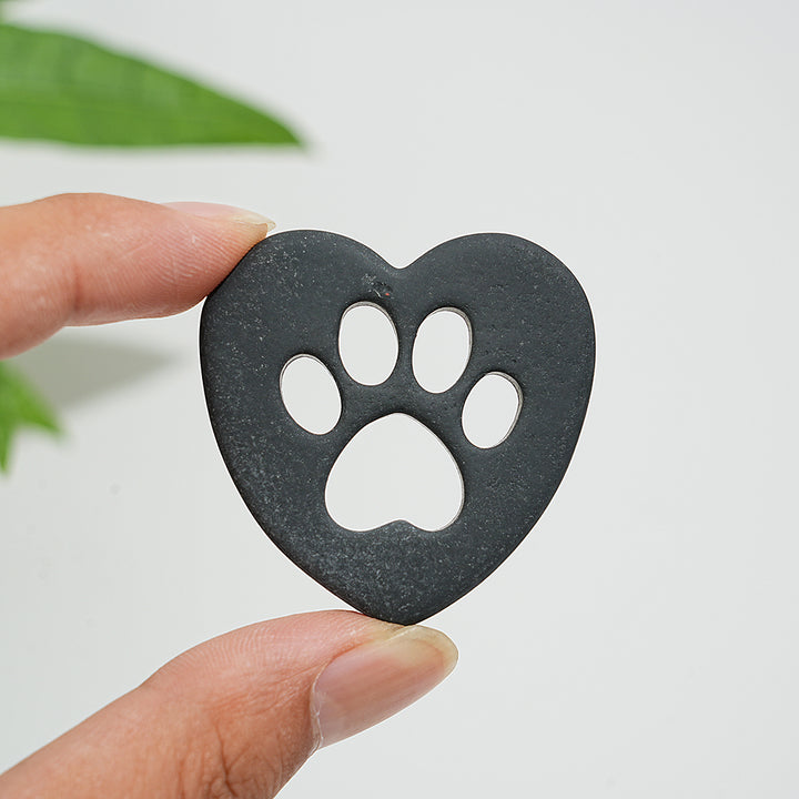 Natural Crystal Heart Cat Paw Carving