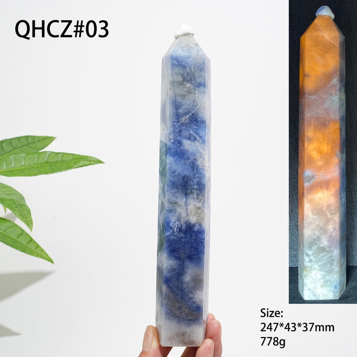 Unique,Natural Crystal Blue And White Porcelain Sodalite Point