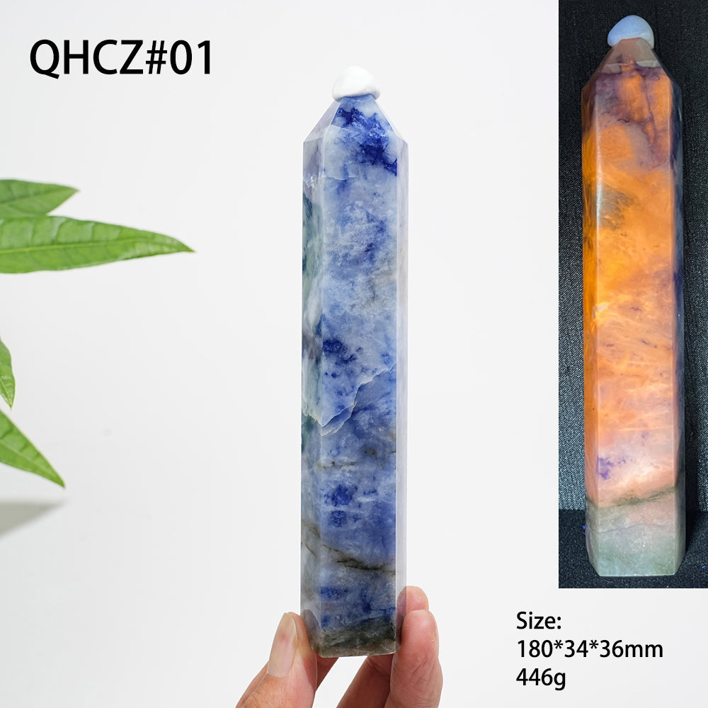 Unique,Natural Crystal Blue And White Porcelain Sodalite Point