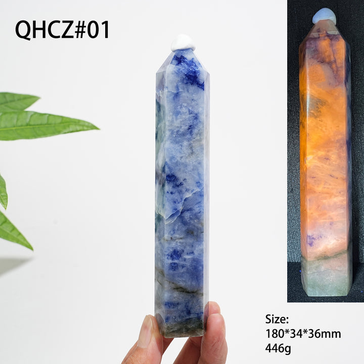 Unique,Natural Crystal Blue And White Porcelain Sodalite Point