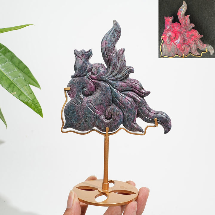 Unique,Natural Ruby In Kyanite And Fuchsite Nine-Tailed Fox