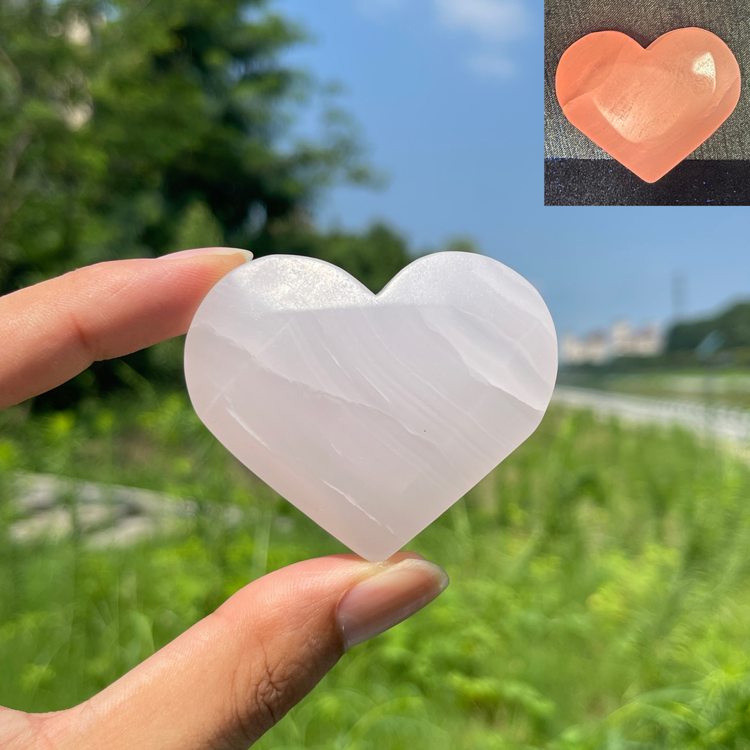 Natural Pink Calcite Mini Heart Carving