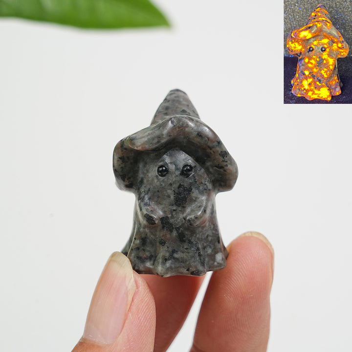 Natural Crystal Lovely Hatted Ghost Carving