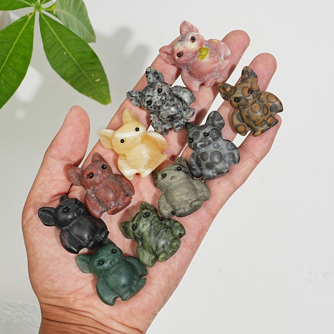 Natural Crystal Mini Vampire Bat Carving