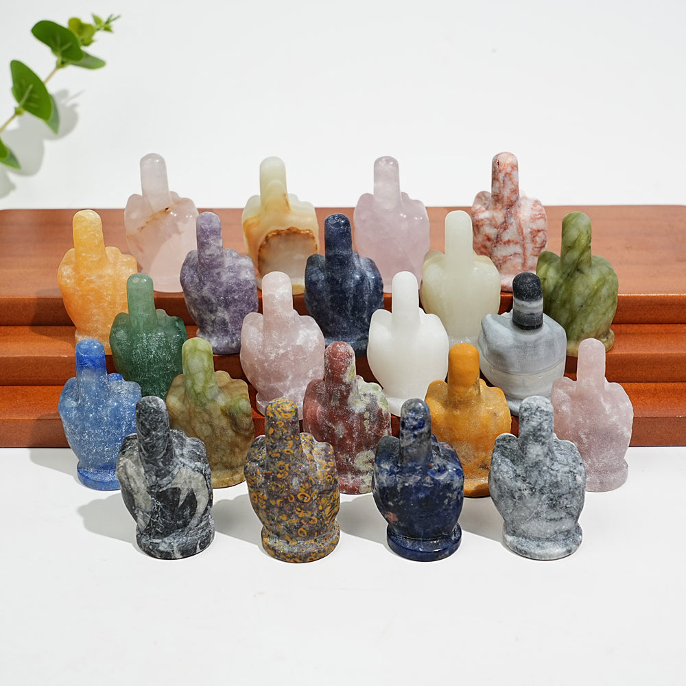 Natural Crystal Carving Mixed Material Middle Finger