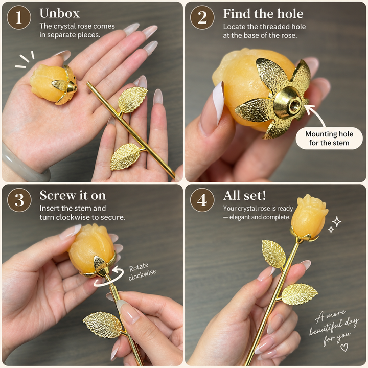 Natural Crystal Exquisite Handheld Rose Flower