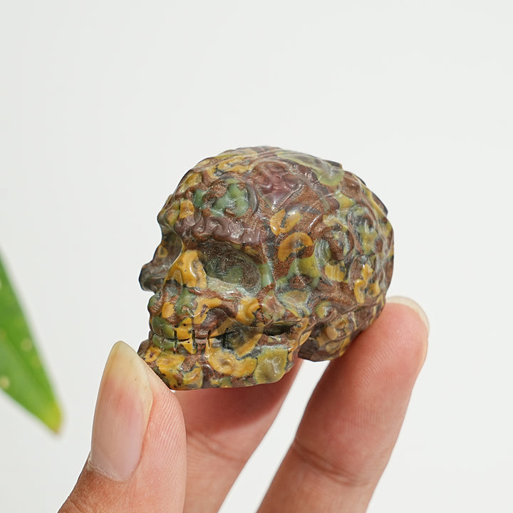 Natural Crystal Carving Floral Pattern Skull