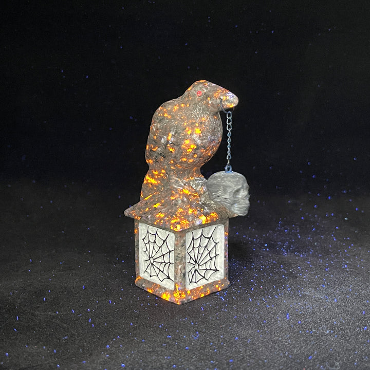 Natural Crystal Carving Crow With Skull