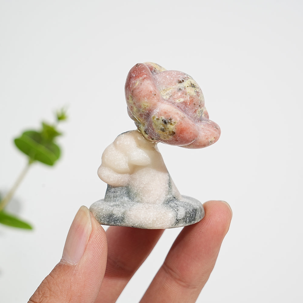Natural Crystal Carving Hand Holding Flower