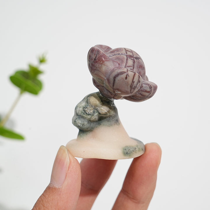 Natural Crystal Carving Hand Holding Flower