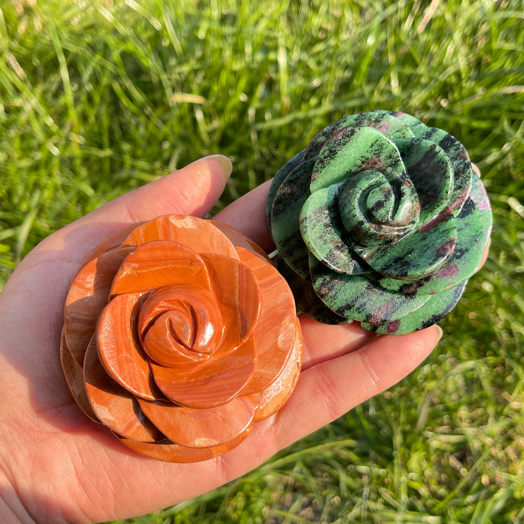 Natural Full-Bloom Rose Flower Carving