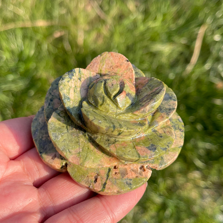 Natural Full-Bloom Rose Flower Carving