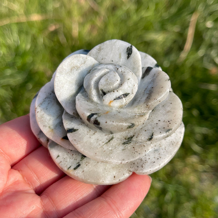 Natural Full-Bloom Rose Flower Carving