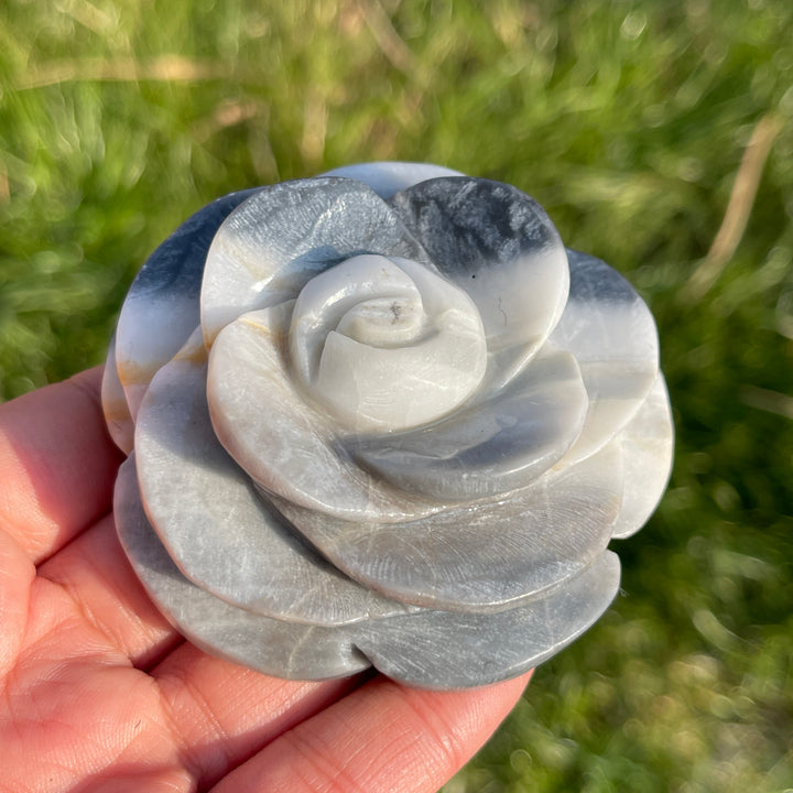 Natural Full-Bloom Rose Flower Carving