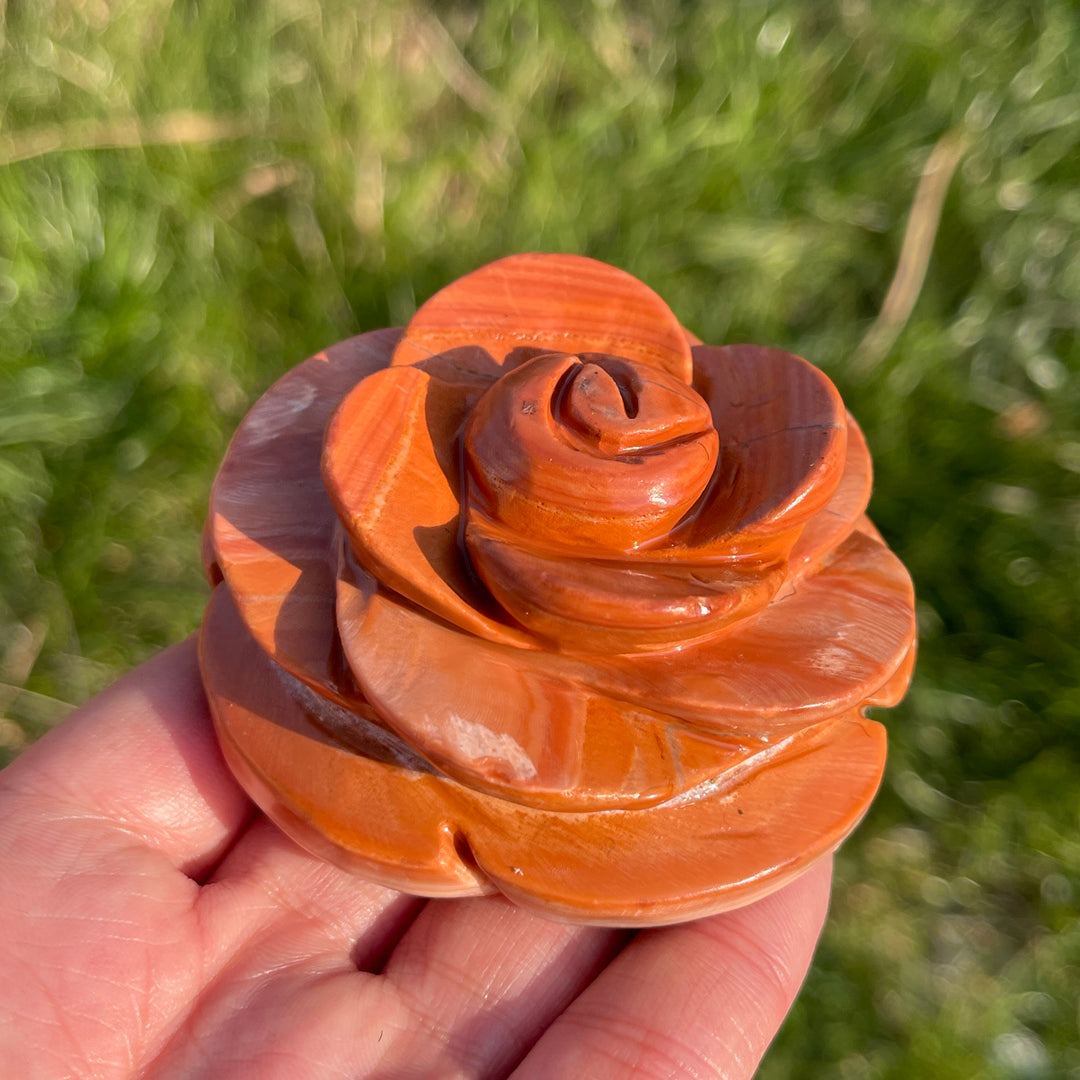 Natural Full-Bloom Rose Flower Carving