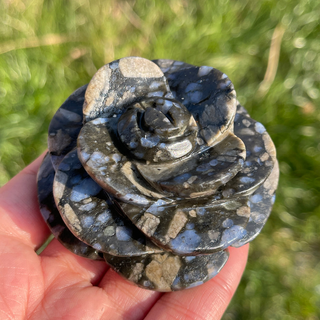 Natural Full-Bloom Rose Flower Carving