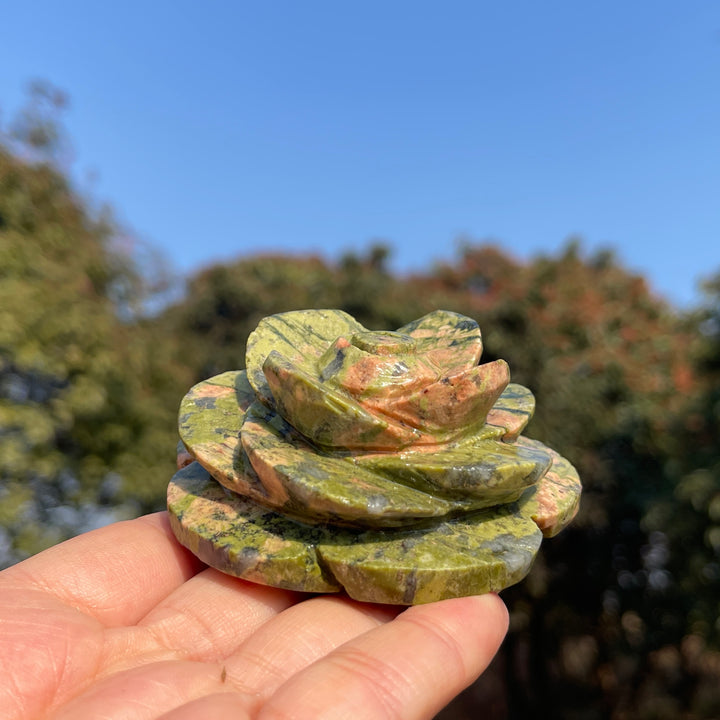 Natural Full-Bloom Rose Flower Carving